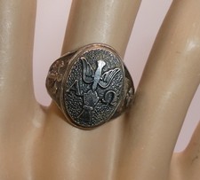 Vintage Signed CREED Sterling Silver Episcopal Signet Ring  Adjust. Dove Crosss picture