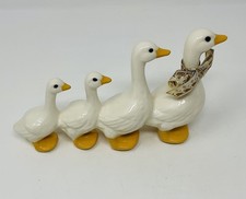 Vintage Ceramic Gaggle Of 4 Geese Ducks In A Row Follow Me Cottagecore Farmhouse picture