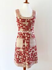 Moschino 100% Linen Graphic Red Letter Print Dress US 8 picture