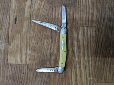 Vintage Case XX 3318 CV Stockman 3 Blade Yellow Handle Folding Knife USA picture