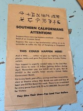 RARE World War II Handbill 1943 War Bond Drive Japanese Threat to West Coast picture