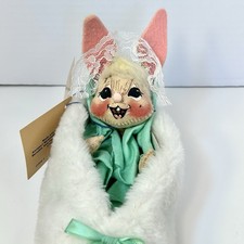 NWT Vintage 1993 Annalee Doll Cloth Easter Bunny In White Slipper 0920 Teal picture