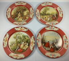 Set of 4 Vintage Decorated Ware Plate Victorian Scene Made in England picture