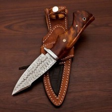 Hand-Forged Damascus Steel Hunting Knife with Rosewood Handle Custom Handmade picture