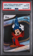 Topps 2025 Topps Chrome Disney Sorcerer's Apprentice Mickey #190 PSA 10 picture