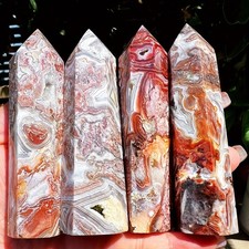 1PC Genuine Mexican Crazy Lace Agate Tower Obelisk Healing Crystal Point Decor picture