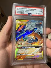 Pokémon 2019 Sun & Moon Unbroken Bonds Reshiram & Charizard GX #20 PSA 9 picture