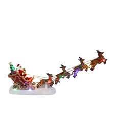 Holiday Living Carole Towne Santa Sleigh Reindeer Lighted Sound Village picture