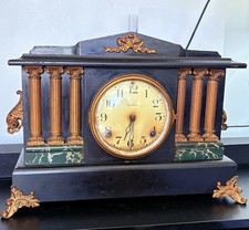 Antique E Ingraham 8 Day Mantel Clock 6 Column Gong Working Early 1900s picture