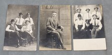 Vintage RPPC Real Photo GENTLEMEN WITH HATS & DOG Unused POSTCARDS Lot of 3 picture