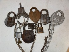 Vintage Railroad Lock Lot Union Pacific UP Padlocks Chains No Keys Antique picture
