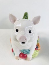 FF Fitz Floyd Vintage Tea Pot Teapot Pig  Vegetable Garden Figural 37 oz 1993 picture