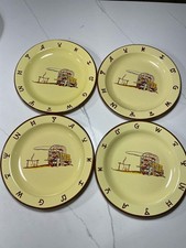 4 Vintage Monterrey Western Wear Dinner Plates Chuckwagon Cowboy 10.25