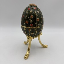 Vintage Collette et Cie. Enameled Three Footed Music Box Egg Working picture