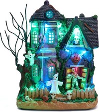 Halloween Village Lighted Haunted House Decor Music LED Village Pre-Lit picture