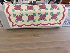 Vintage Hand Stitched, Hand Made Cotton Quilt  100+ years old Floral Applique picture