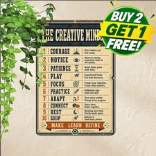 Inspirational Creativity Posters Sign Vintage Artist Workshop Metal Plaque picture