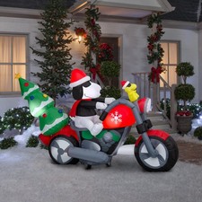 7 FT PEANUTS SNOOPY AND WOODSTOCK  ON MOTORCYCLE  Airblown Yard Inflatable picture