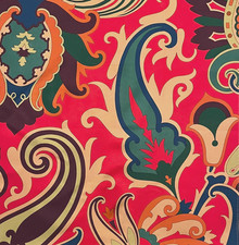 ETRO Linton Red Green Color Paisley Cotton Italy Remnant New picture