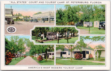 All States Court And Tourist Camp St Petersburg FL Postcard P-156 Linen picture