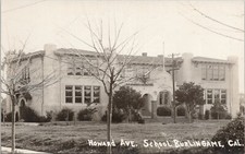 RPPC Burlingame California Howard Avenue School early 1900s San Mateo County picture