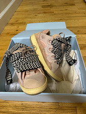 Lanvin Curb Low Top Lace-Up Sneakers Zigzag Laces Pink/Beige/Black/White picture