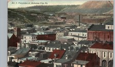 DOWNTOWN PANORAMA mahanoy city pa original antique postcard pennsylvania picture