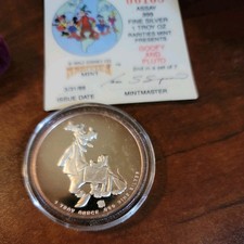 1988 Disney Around the World “Goofy & Pluto” 1 oz .999 Coin COA picture