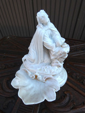 Antique  Bisque porcelain french holy water font jesus praying Statue religious picture