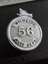 Old Vintage Chicago Fire Department Badge Obsolete Pin Wilmette IL 56 picture