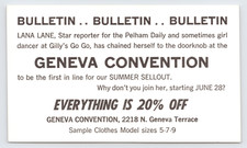 1973 Geneva Convention Boutique Summer Sale Postal Card Lincoln Park Chicago IL picture