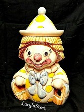 Vintage Collectible Treasure Craft Happy Clown Ceramic Cookie Jar 1969 made USA picture