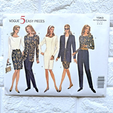 Vtg NEW Vogue 1043 Pattern Sz 8 10 12 Career Wardrobe Jacket Dress Skirt Pants picture