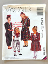 1990's McCall's Children's Dress,Jumpsuit Pattern 5593 Size 10-14 UNCUT picture
