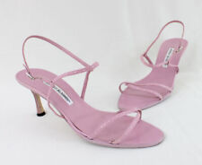 Manolo Blahnik Women's Pink Leather Strappy Sandals Heels Shoes Size 39.5 US 9.5 picture