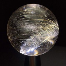 53.5mm Natural Rainbow White Crystal Rutilated Quartz Sphere Reiki Ball picture