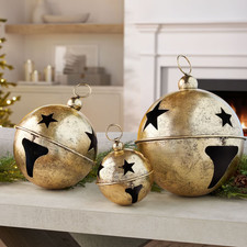 Member's Mark Jingle Bell Décor, Gold  Set of 3 picture