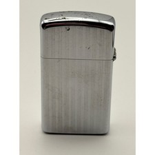 1975 Zippo Slim Vertical Lines Chrome Windproof Lighter Vintage USA Untested picture