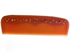 SMALL VINTAGE DECORATED PLASTIC (?) COMB. TRAVEL or PURSE SIZE picture