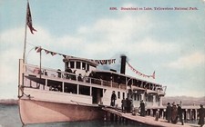 Yellowstone National Park Lake Zillah Steamer Wrecked EC Waters Vtg Postcard D59 picture