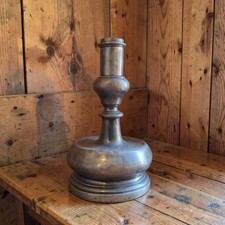 Antique Large Primitive 17th Century Bulbous Based Pewter Candlestick 9inch Tall picture