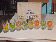 Vintage Carl  Ashby Tennis 8 piece hi -ball glass set with original box new cond picture
