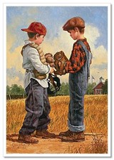 LITTLE BOYS Boys Children's fun KIDS ART Jim Russian NEW Postcard picture