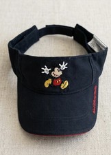 Vintage Walt Disney World Mickey Mouse Embroidered Black Sun Visor Hat Adjustabl picture