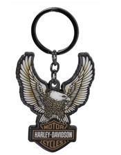 Harley-Davidson Domed Eagle Bar & Shield Logo Key Chain Black 4621 picture