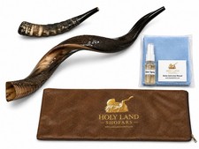 Yemenite Shofar Kudu Horn XL Set 30”-40” Kosher Half Polished + Free Blesbok picture