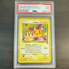 Pokémon 2000 Promo Birthday Pikachu Holo Black Star #24 PSA 9 picture