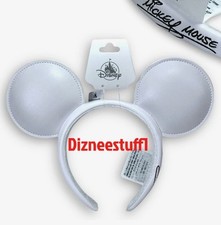 2025 Disney Parks White Mickey Mouse Autograph Ear Headband Faux Leather NEW picture