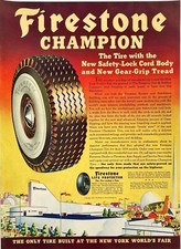 New York City 1939 Worlds Fair  firestone Factory exhibit Expo Vtg Print Ad picture