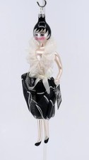 Soffieria De Carlini Saks Fifth Avenue Brunette Lady Glass Ornament Ruffle Stole picture